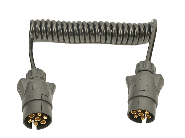 Spiral connection cable 2x plug 7-pin